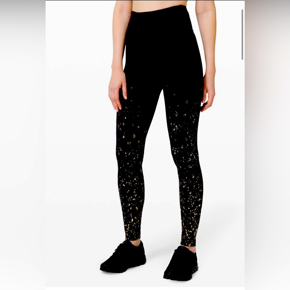 LULULEMON Speed Wunder Tight Black/Gold Spec Edition-Size 8-Excellent Condition